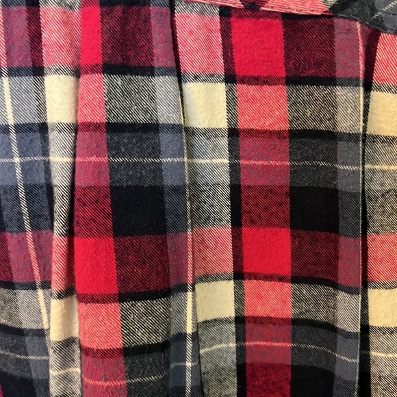 Plaid pink blue and white button up flannel - Picture 3 of 3